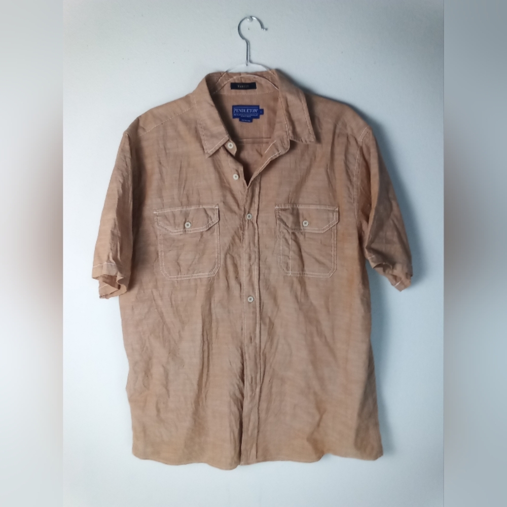 Pendleton Men's Warren Casual Light Brown Shirt Vintage Size L
